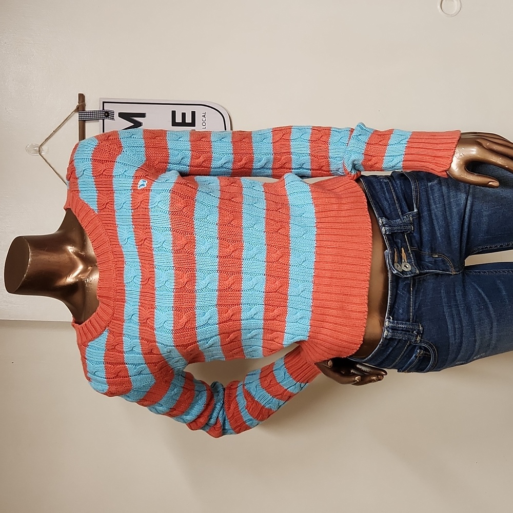 Aeropostal Stripe Cable Knit Sweater Size Large Jr.